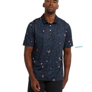 Bad birdie purple shush golf polo shirt mens size xl floral performance‎